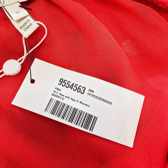 New Joie Hafsa Silk One Shoulder Midi Dress Red Floral Asymmetric Women's Size S - Picture 12 of 13